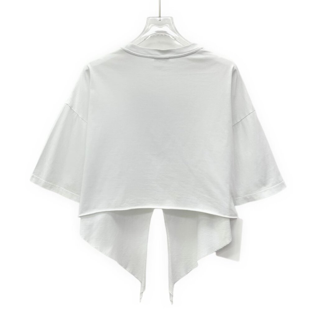 GW0522 Miu Miu White cat letter printed cotton round neck short-sleeved T-shirt - Picture 2 of 9